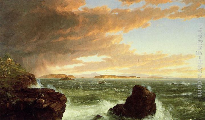 View Across Frenchman's Bay from Mount Desert Island, After a Squall painting - Thomas Cole View Across Frenchman's Bay from Mount Desert Island, After a Squall art painting